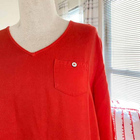 Soft Surroundings Tencel Tunic in Red Orange Long Sleeved Top NEW US Small - Picture 5 of 10